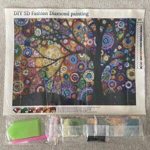 NWOT DIY 5D Fashion Diamond Painting Colourful Tree Size 40x30cm